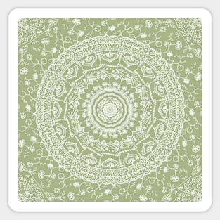 Secret garden mandala in pale green Sticker